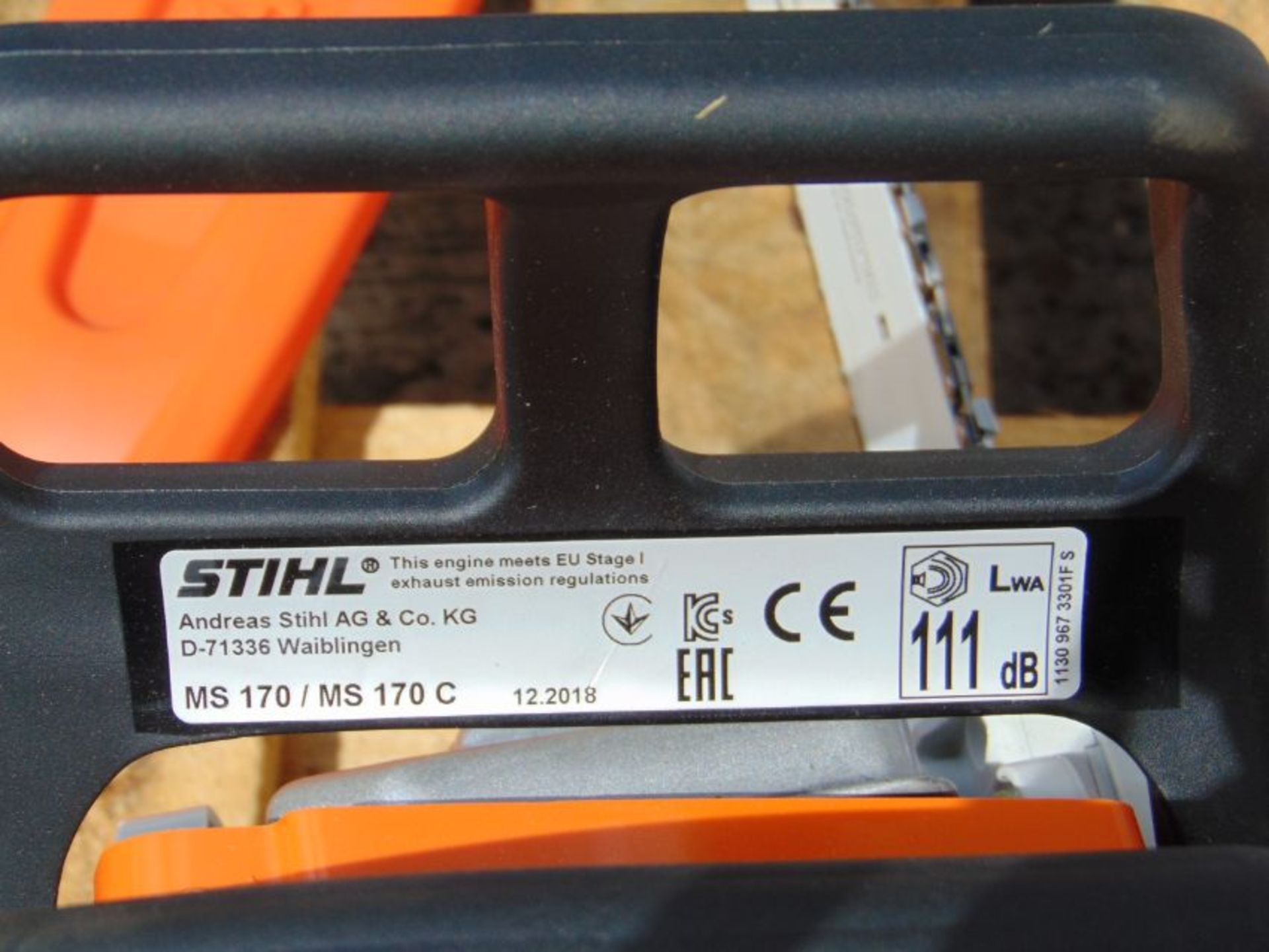 UNISSUED Stihl Petrol MS170 Chainsaw - Image 6 of 8