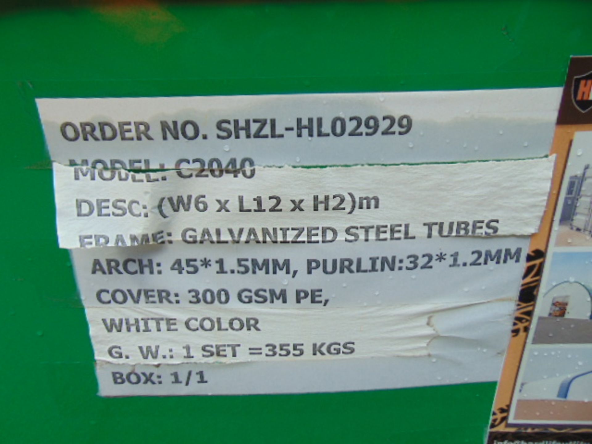 Container Shelter 20'W x 40'L x 6'6" H P/No C2040 - Image 4 of 4