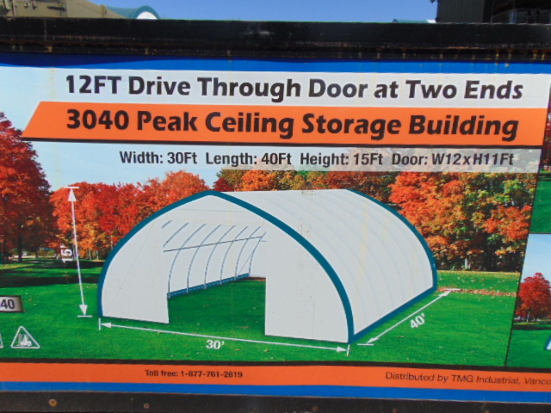 Huge L 40ft x W 30ft x H 15ft Relocatable Heavy Duty Storage Shelter New Unissued - Image 2 of 3