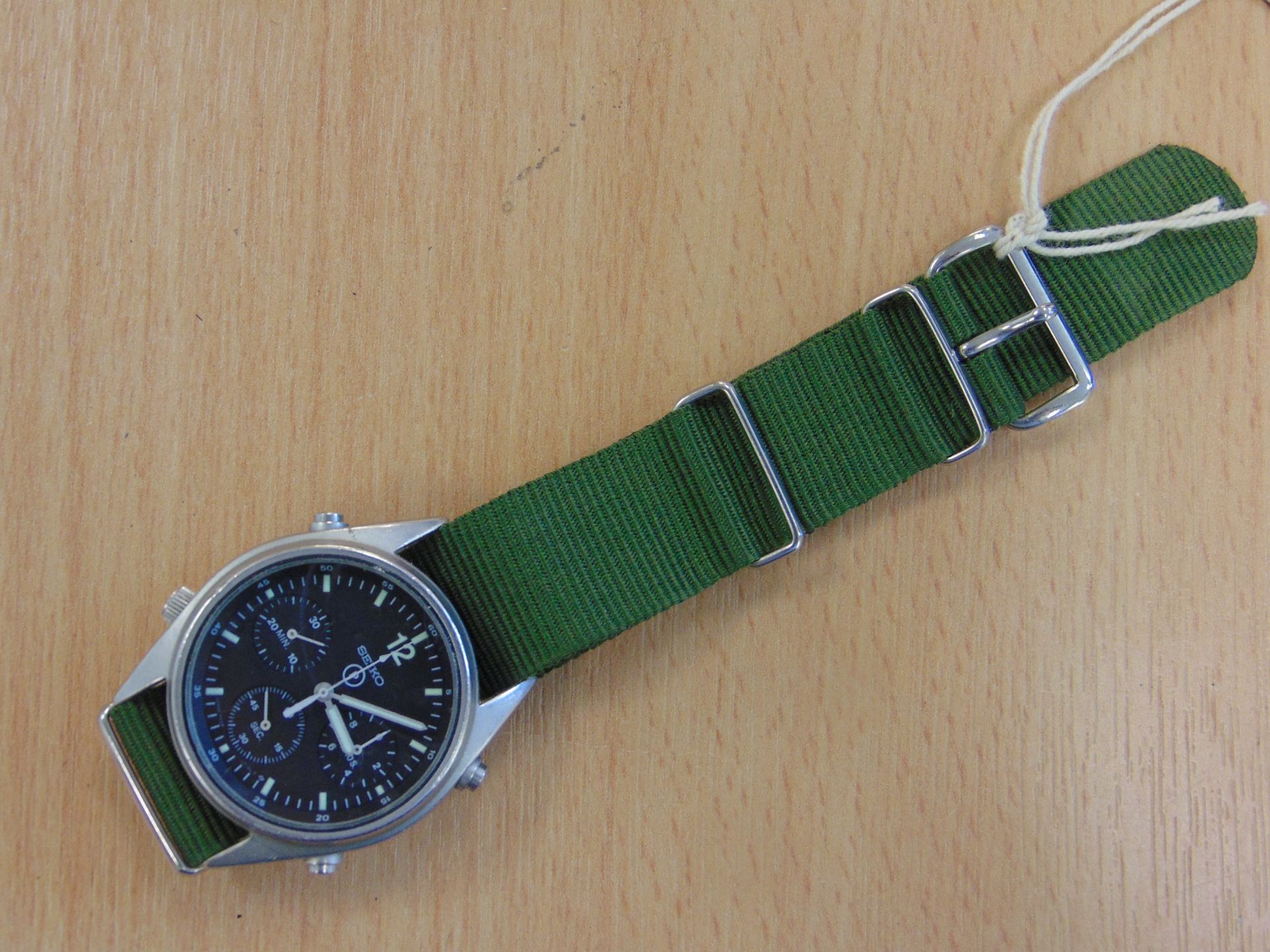 SEIKO GEN 1 PILOTS CHRONO RAF ISSUE WATCH NATO MARKINGS DATED 1989 AS ISSUED TO HARRIER FORCE