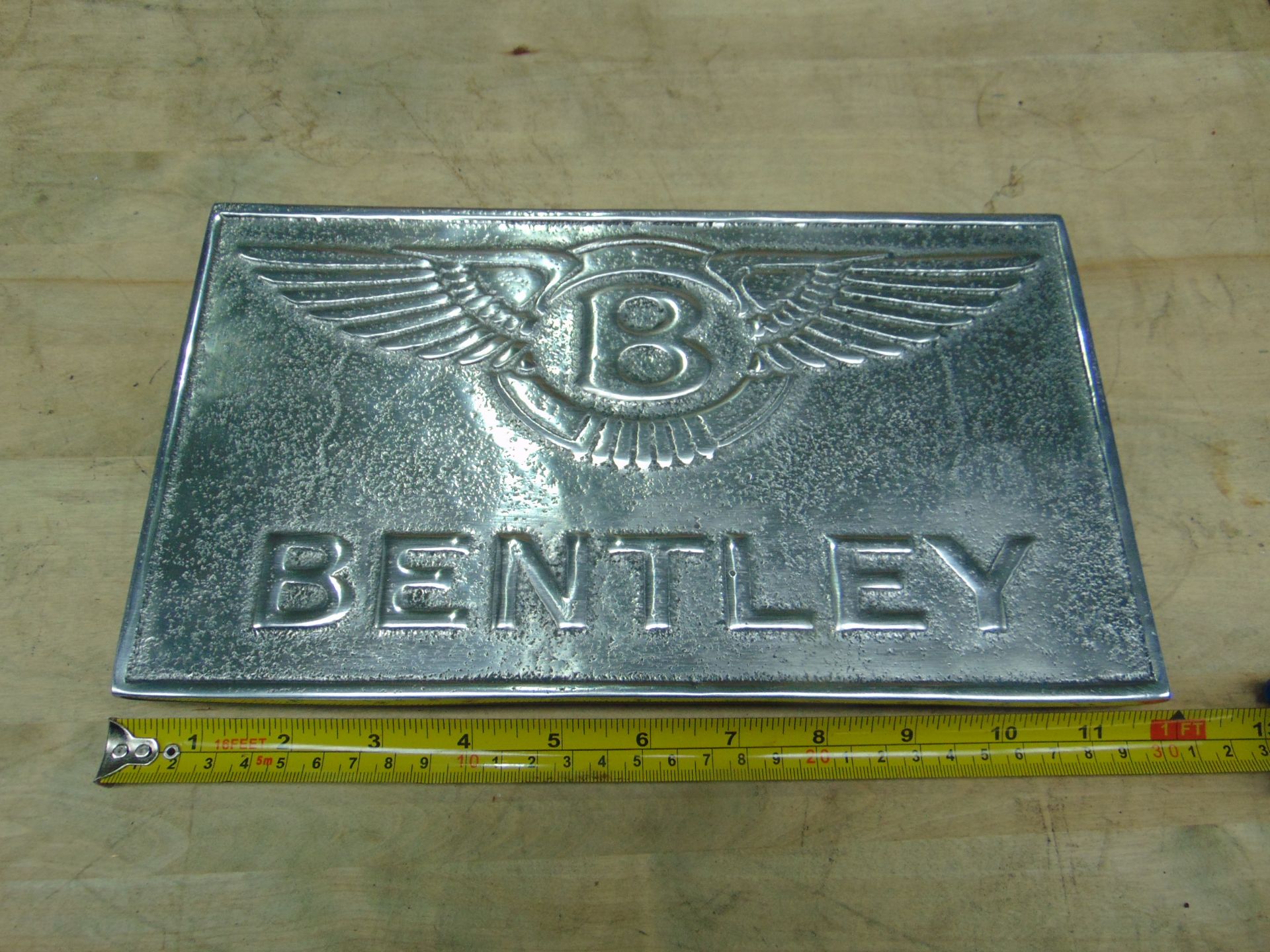 POLISHED ALUMINIUM BENTLEY CARS HANGING SIGN - Image 5 of 6