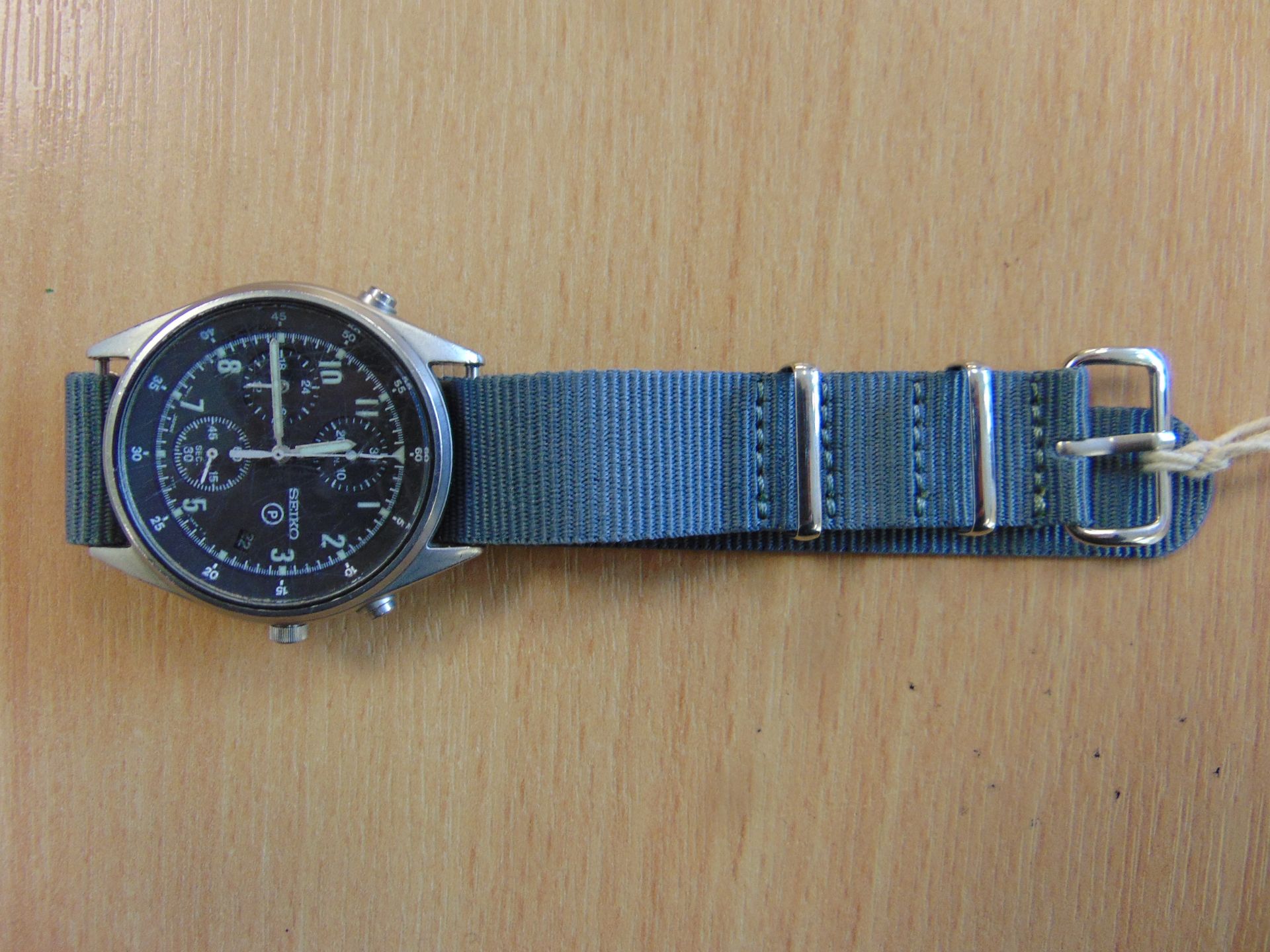 SEIKO RAF ISSUE PILOTS CHRONO GEN 2 WATCH NATO MARKED DATED 1996 - NEW BATTERY AND STRAP - Image 2 of 11