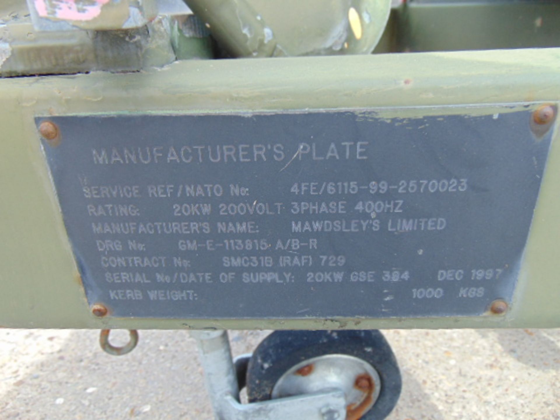 Ex Uk Royal Air Force Trailer Mounted 25 KVA Generator - Image 12 of 13