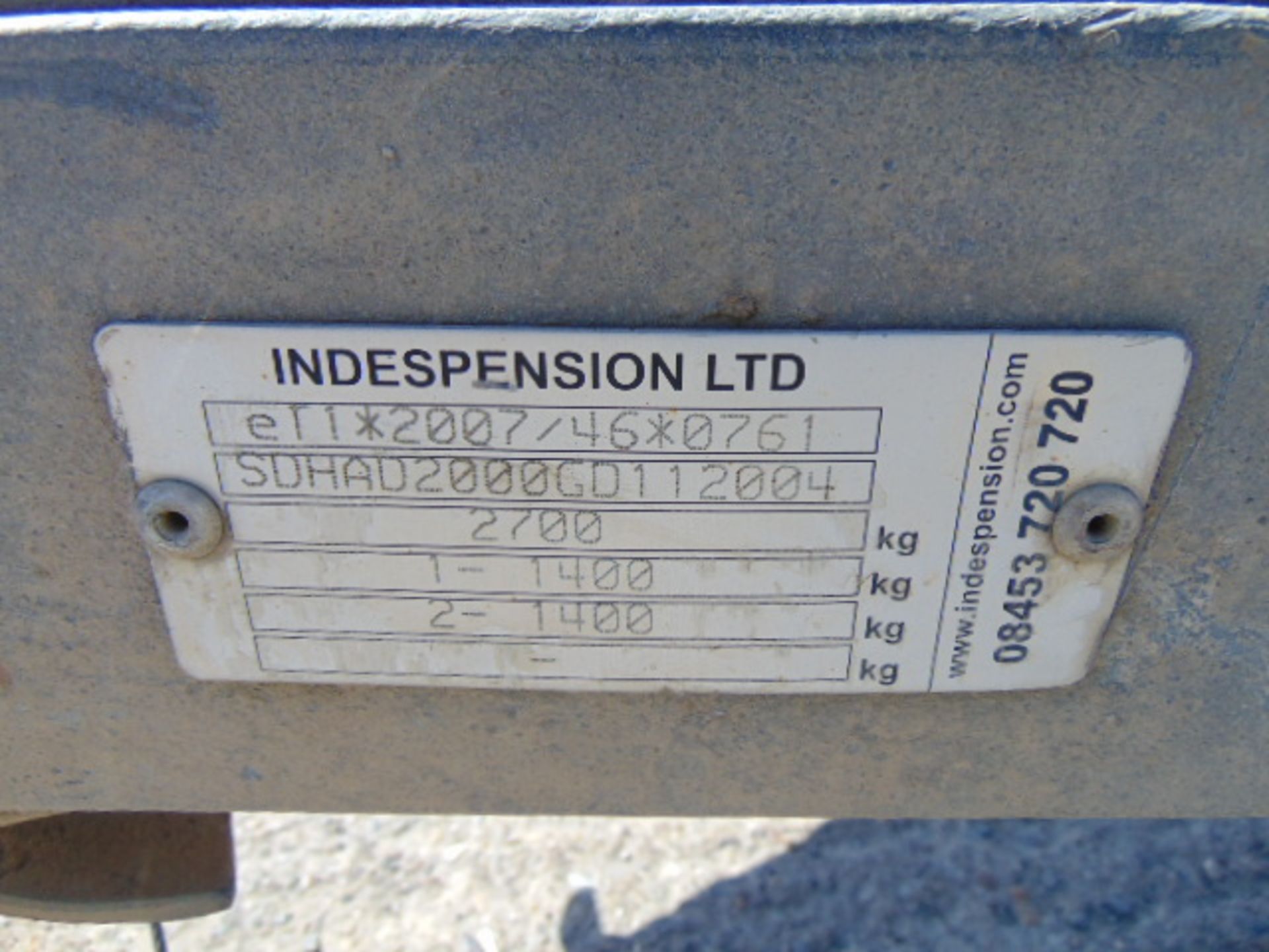Indespension 2.7 Tonne Twin Axle Plant Trailer c/w Ramps - Image 16 of 16