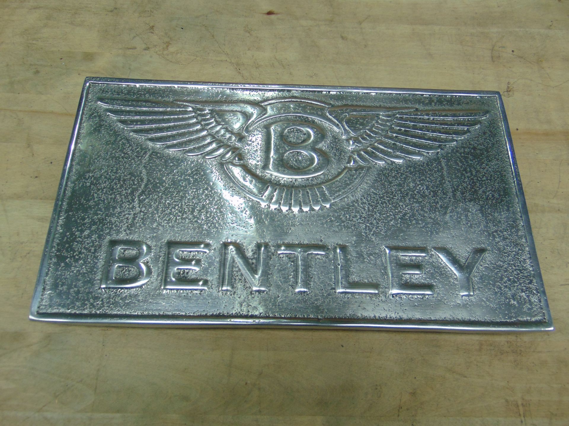 POLISHED ALUMINIUM BENTLEY CARS HANGING SIGN - Image 3 of 6