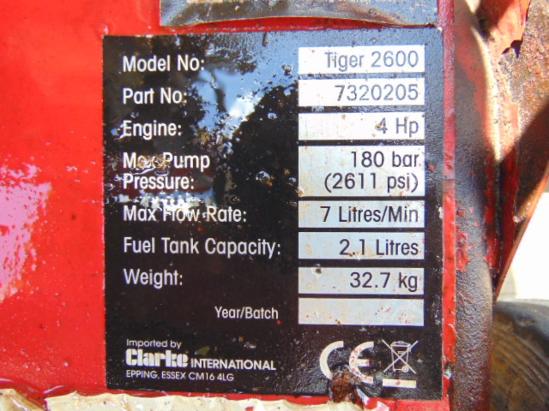 Clarke Tiger 2600 Petrol Pressure Washer - Image 9 of 10