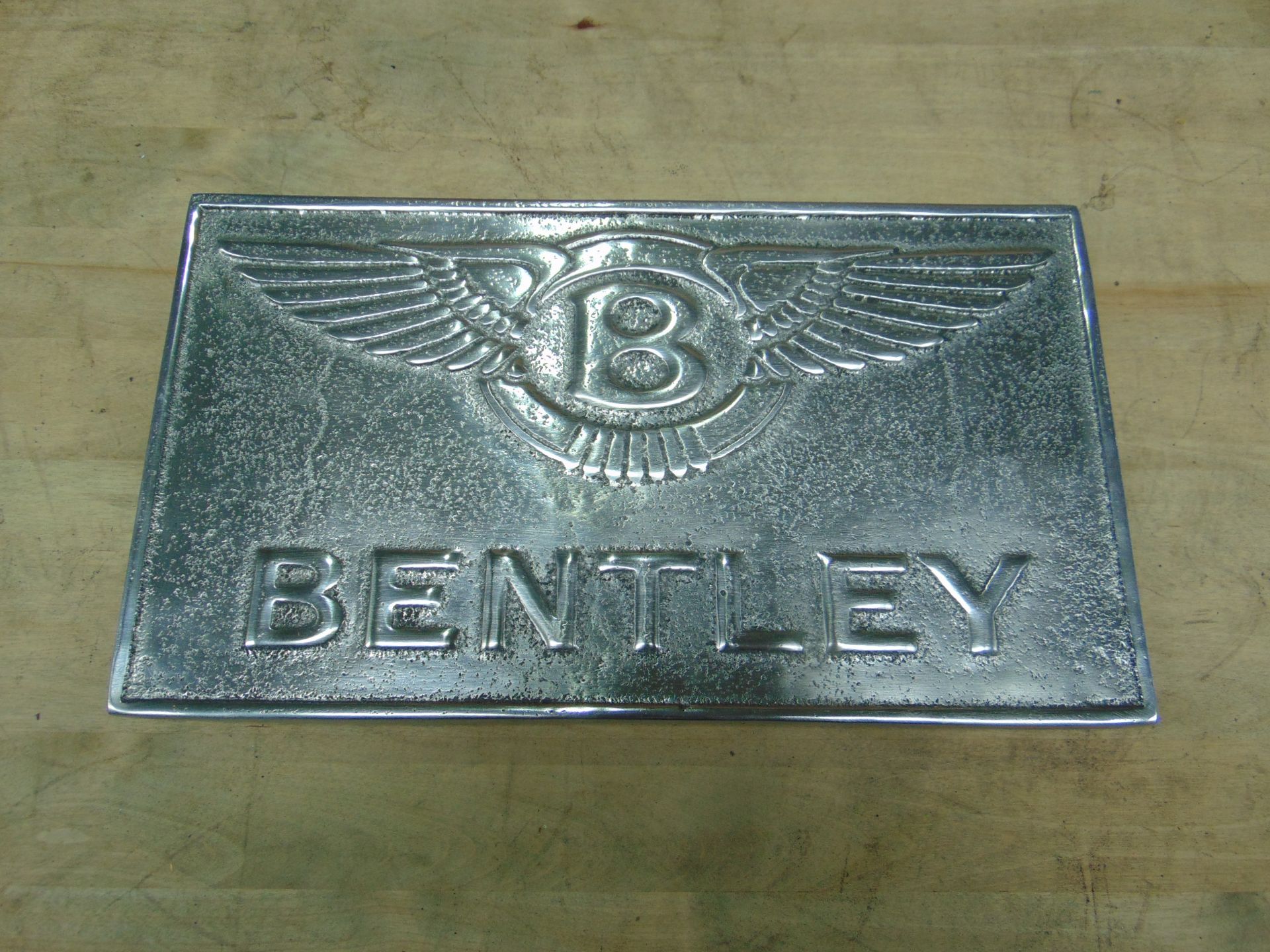 POLISHED ALUMINIUM BENTLEY CARS HANGING SIGN - Image 2 of 6