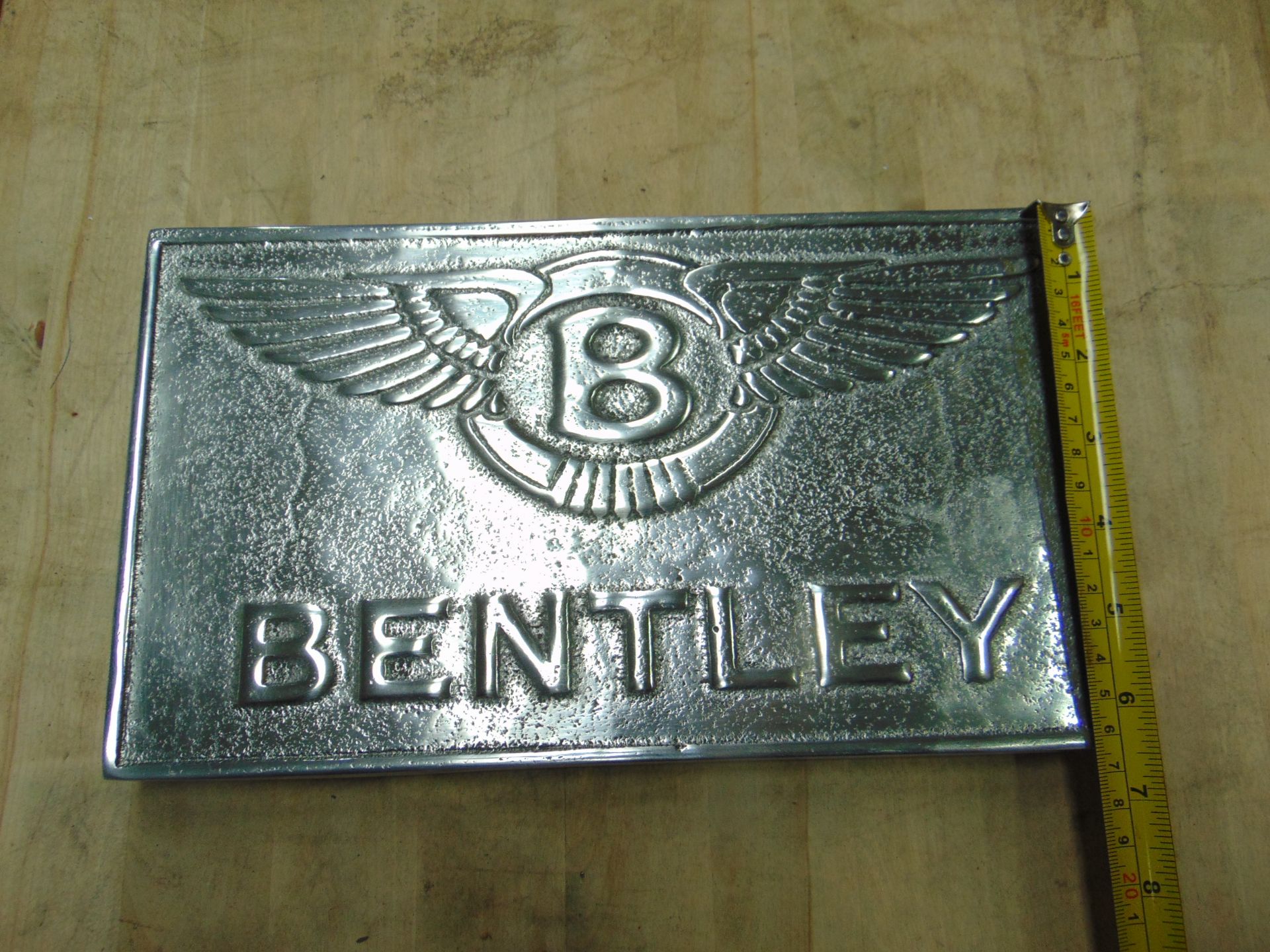 POLISHED ALUMINIUM BENTLEY CARS HANGING SIGN - Image 4 of 6