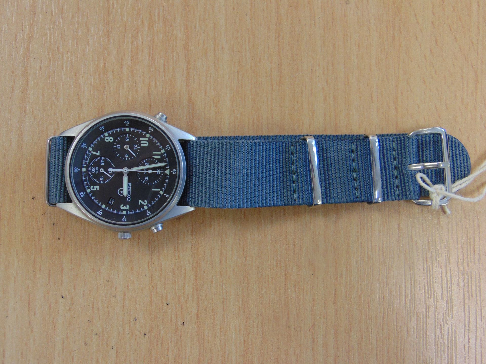 SEIKO GEN 2 RAF ISSUE PILOTS CHRONO WATCH NATO MARKINGS DATED 1995 - Image 2 of 10