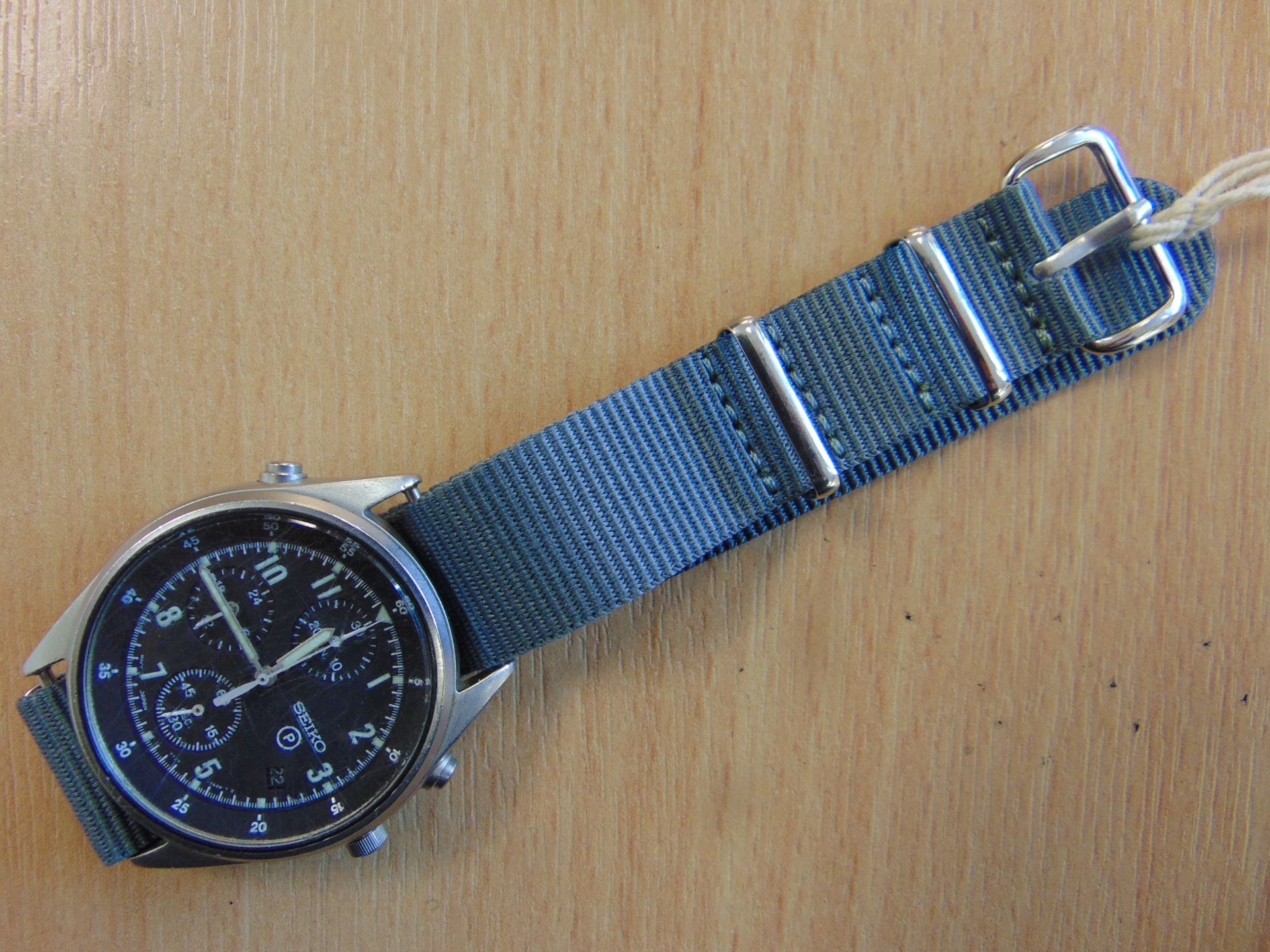 SEIKO RAF ISSUE PILOTS CHRONO GEN 2 WATCH NATO MARKED DATED 1996 - NEW BATTERY AND STRAP