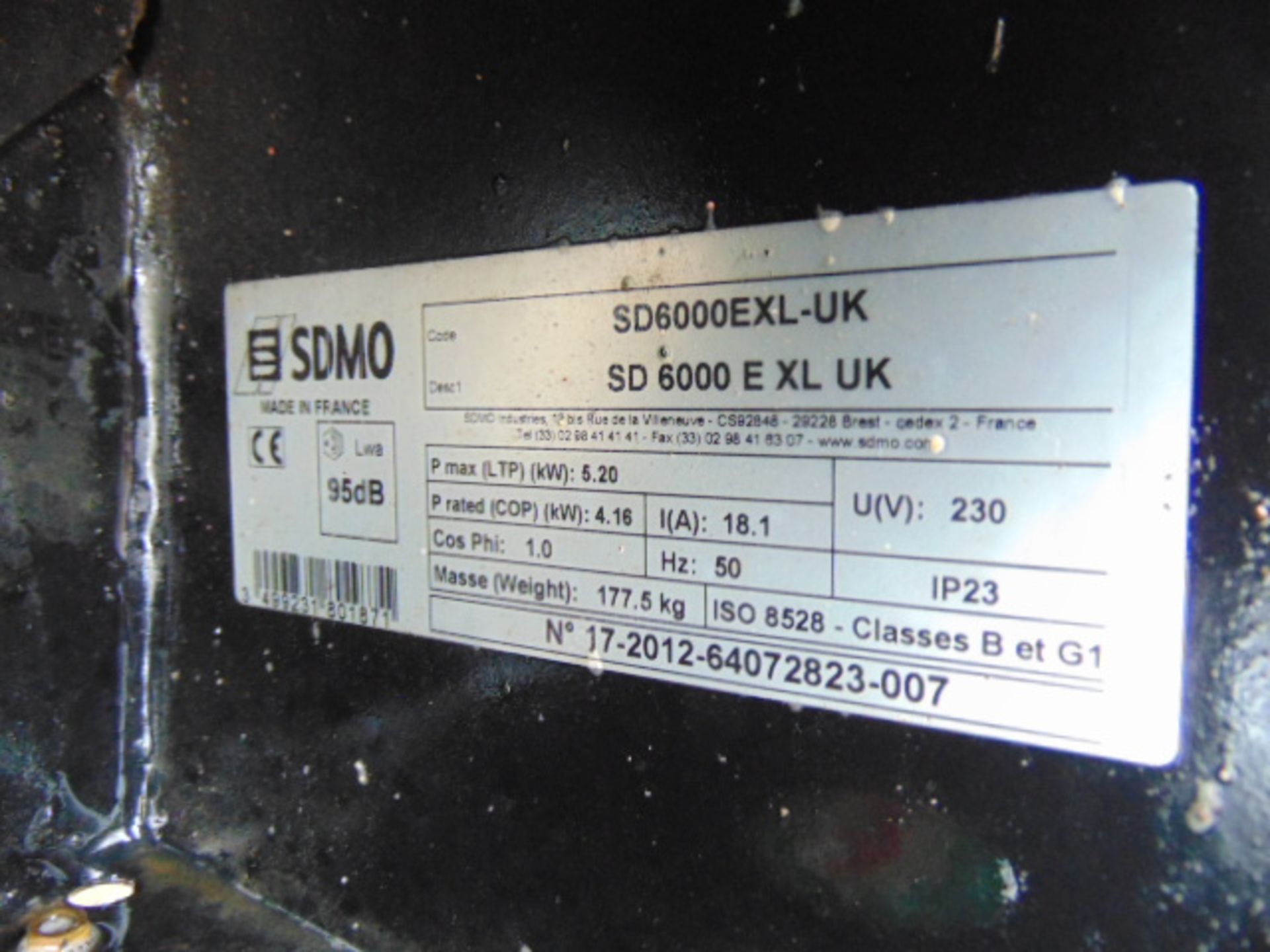 SDMO SD 6000EXL 6 KVA Yanmar Diesel Silenced Generator - Image 10 of 11