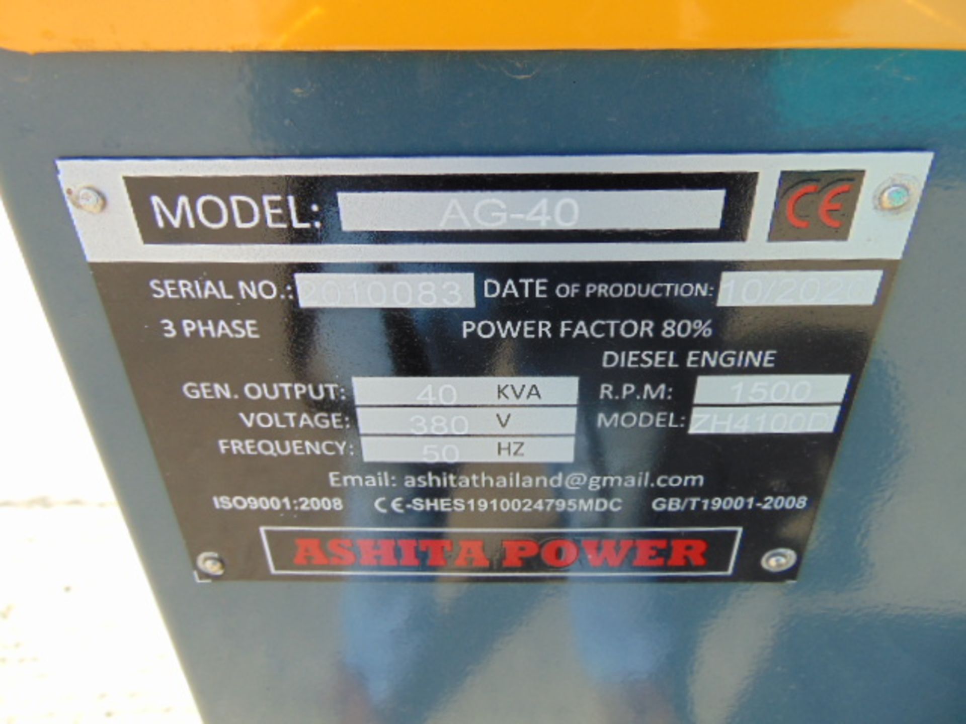2020 UNISSUED 40 KVA 3 Phase Silent Diesel Generator Set. This generator is 3 phase 380 volt 50 Hz - Image 8 of 19