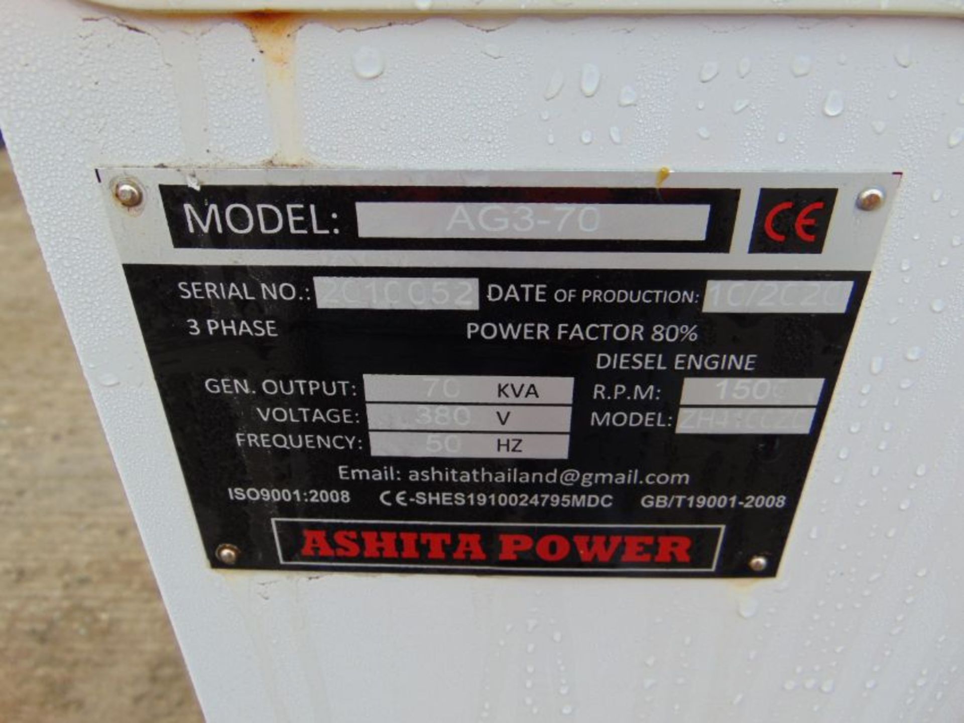 2020 UNISSUED 70 KVA 3 Phase Silent Diesel Generator Set - Image 19 of 19