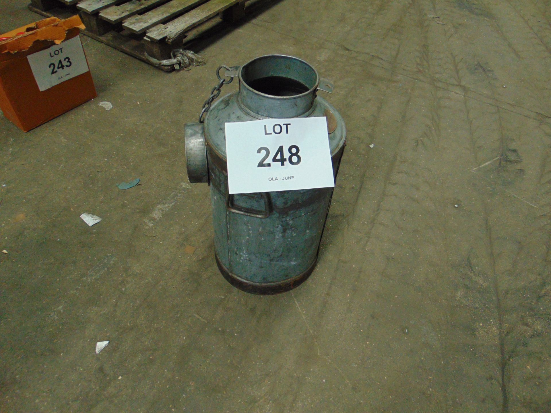 Galvanised Large Milk Churn as shown c/w Lid and Chain