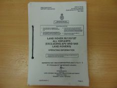 LAND ROVER 90/110/127 ALL VARIANTS (EXCLUDING APV AND SAS) OPERATING INFORMATION