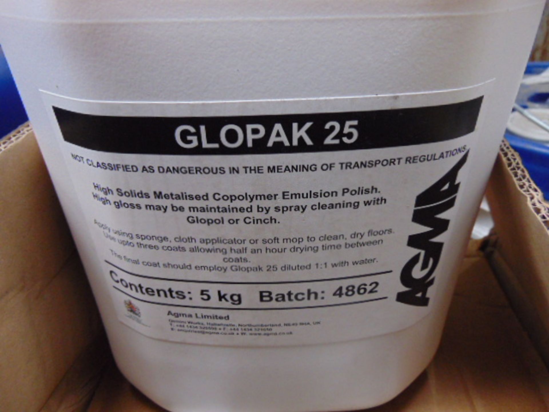 12 x Unissued 5L Drums of Glopack 25 High Solids Metalised Copolymer Emulsion Polish - Image 2 of 2