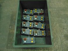 9 x WINCH CONTROL BOXES WITH GREEN STORAGE BOX