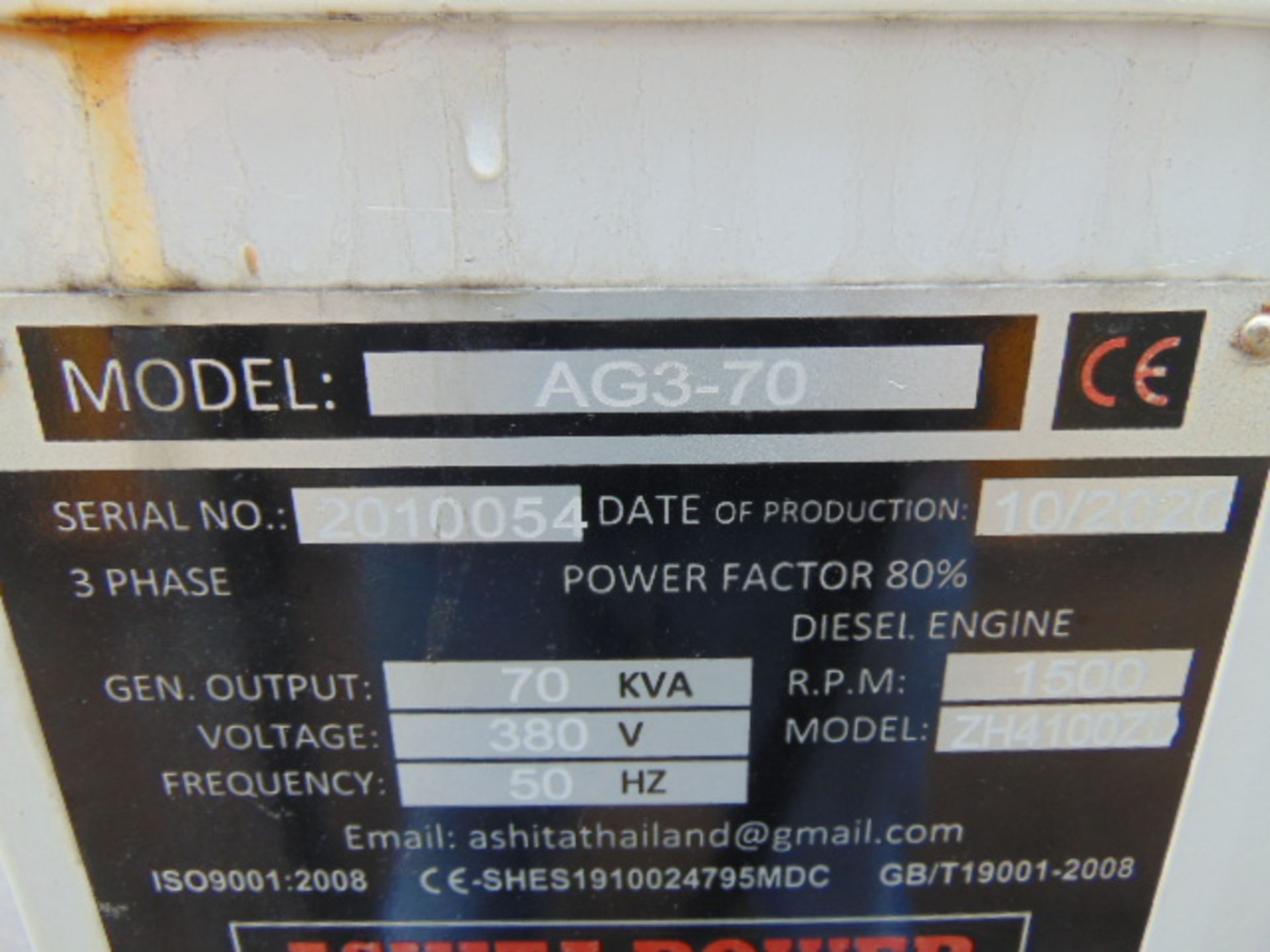 2020 UNISSUED 70 KVA 3 Phase Silent Diesel Generator Set - Image 18 of 18