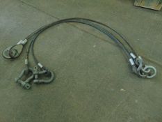2 x AFV RECOVERY WIRE ROPE ASSEMBLIES WITH 2 x BOW SHACKLES