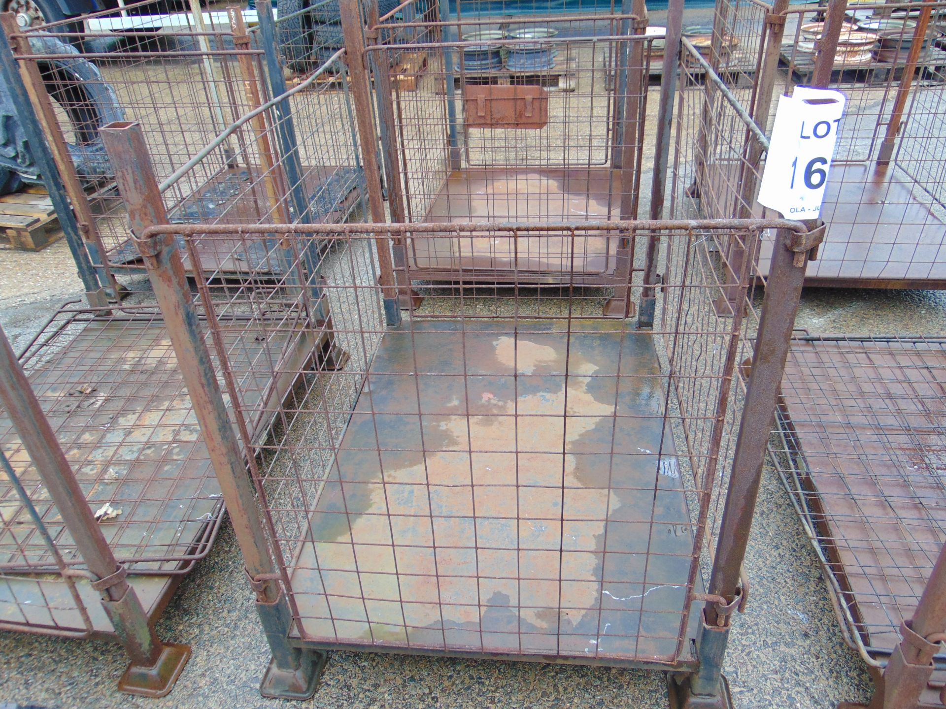 1 x STEEL STACKING STILLAGE, WITH REMOVABLE SIDES AND CORNER POSTS