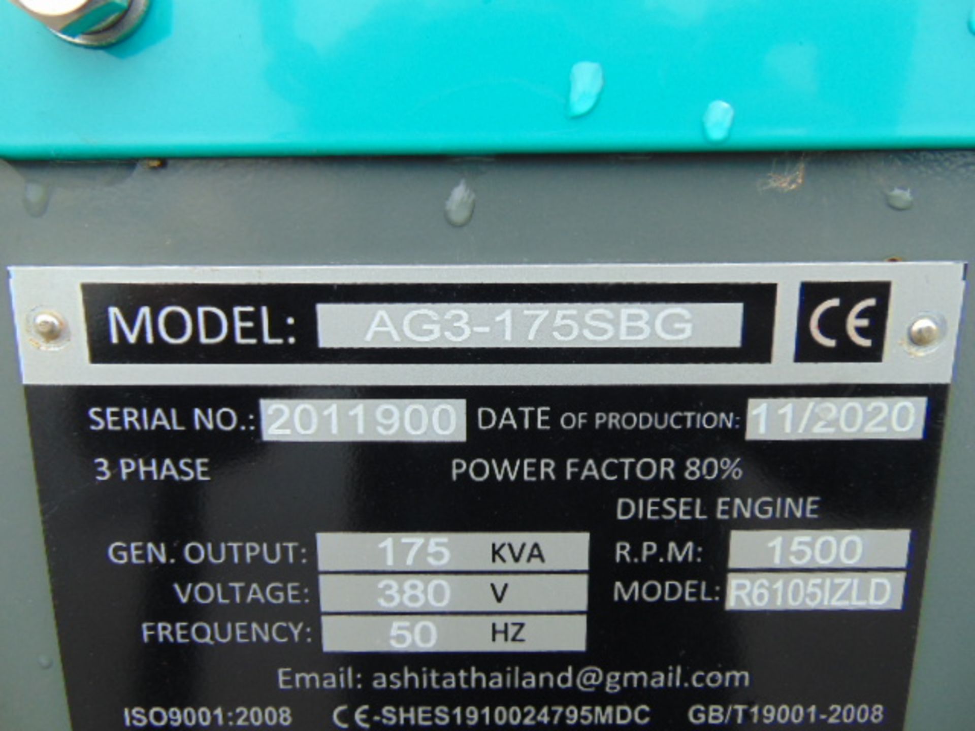 2020 UNISSUED 175 KVA 3 Phase Silent Diesel Generator Set - Image 18 of 18