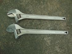 2 x 450mm/18in ADJUSTABLE SPANNERS *UNUSED*