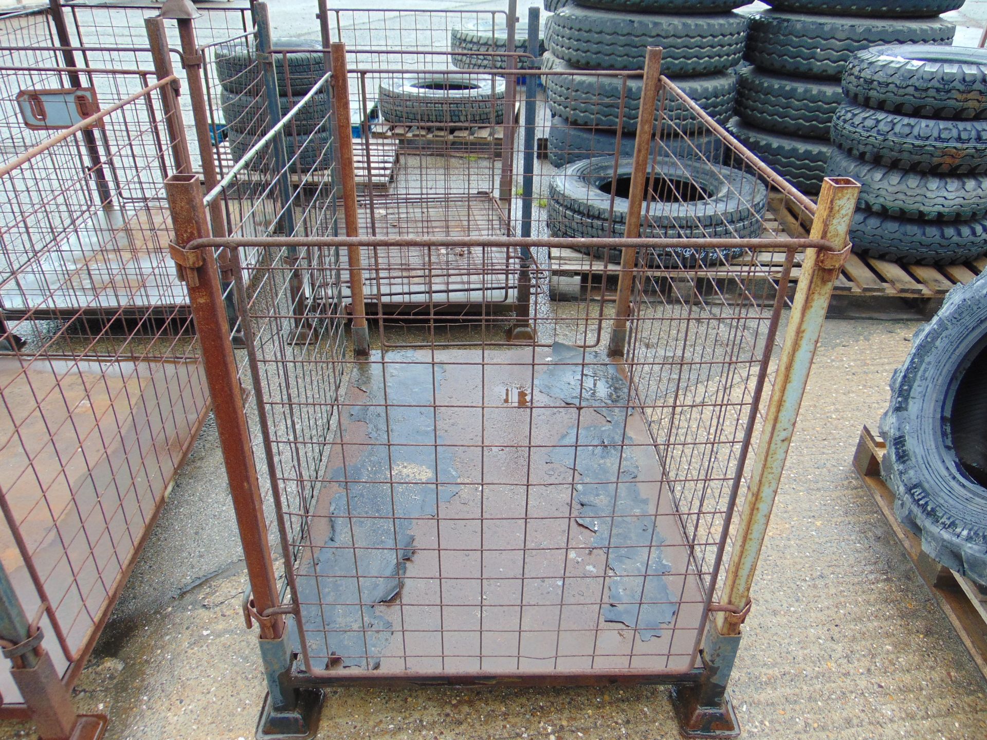 1 x STEEL STACKING STILLAGE, WITH REMOVABLE SIDES AND CORNER POSTS