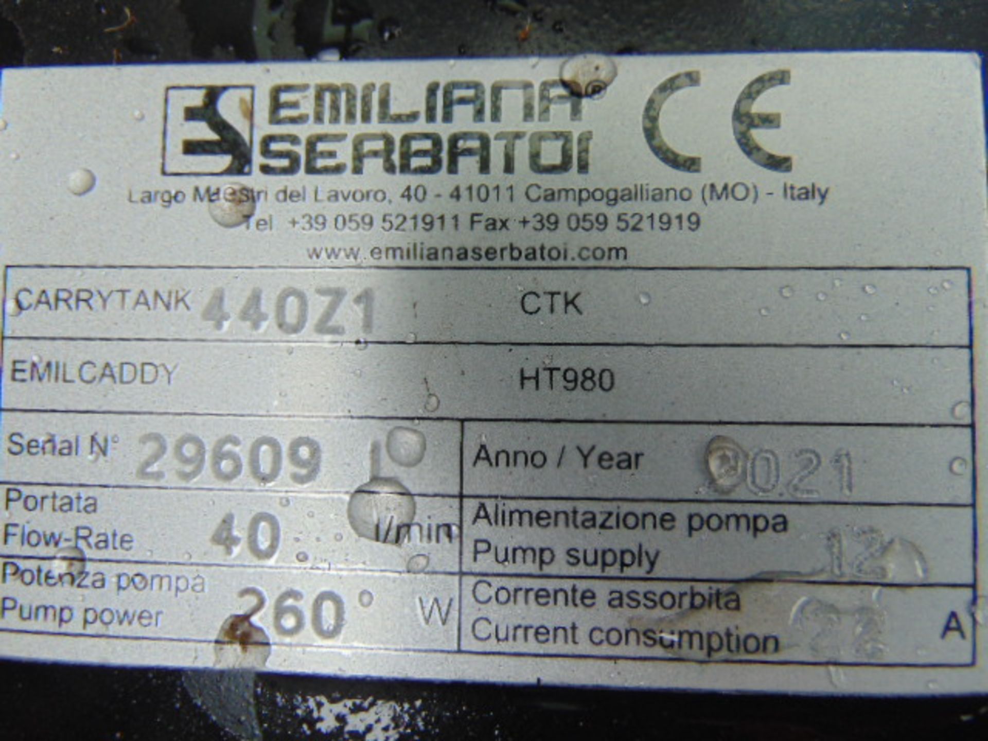 Unused 2021 Emilana Serbatoi 440L Mobile Diesel Tank C/W 12v Fuel Pump, Nozzle, Hose etc - Image 10 of 10