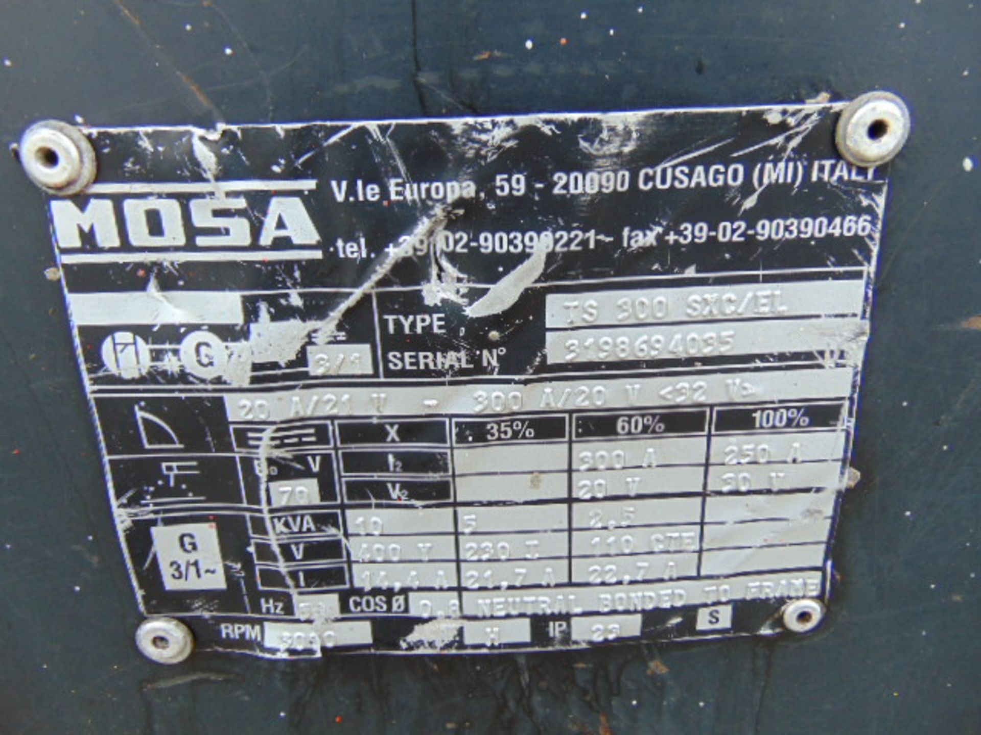 Mosa TS300 SXC/EL Diesel Welder 10 KVA Generator ONLY 3,445 HOURS!. - Image 10 of 10