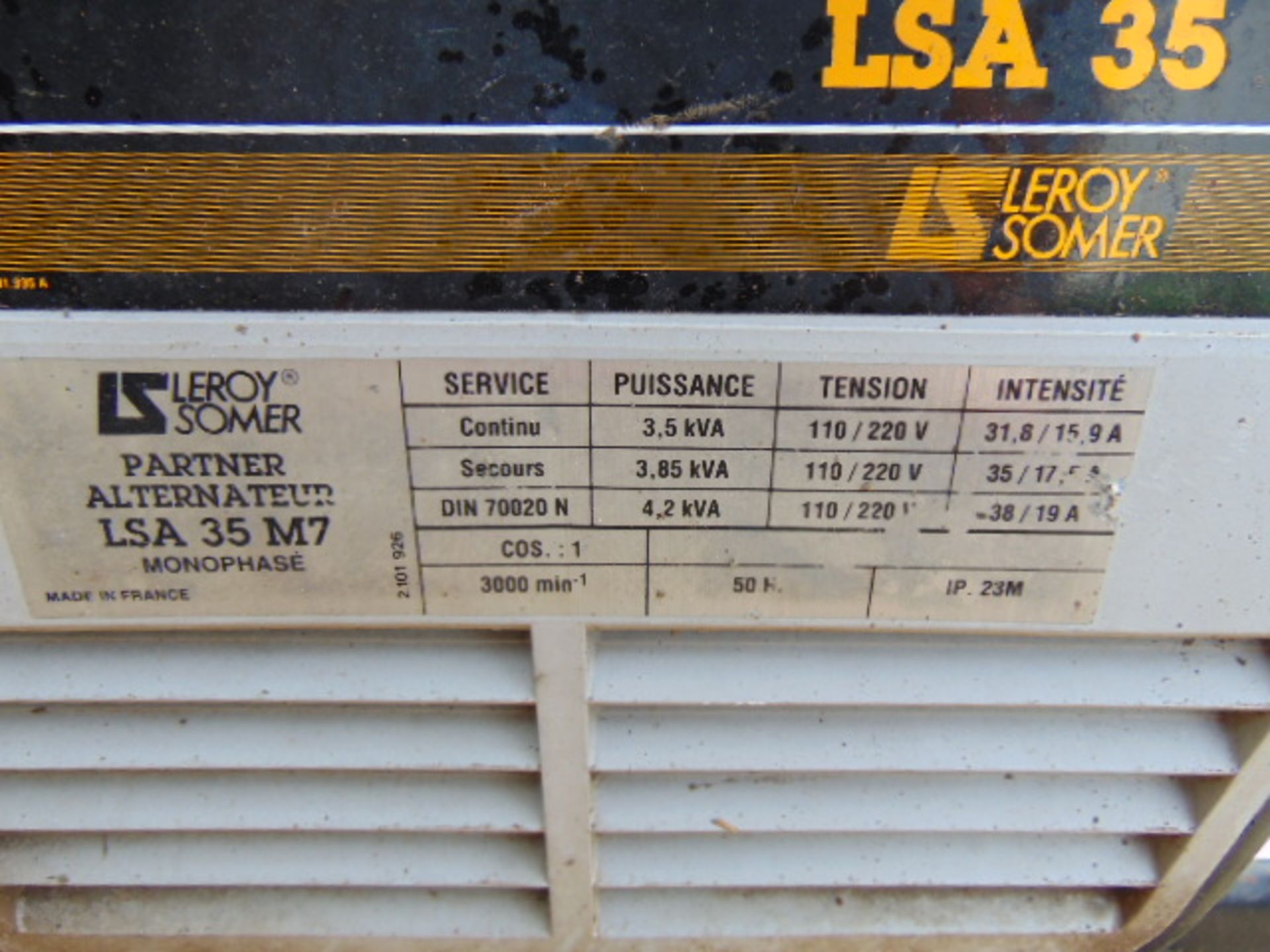 Leroy Somer LSA 35 3.5KVA Petrol Generator - Image 9 of 9