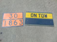 "ON TOW" & HAZMAT PLATES