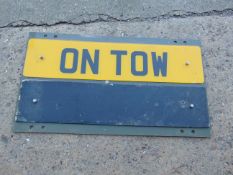 Vehicle "ON TOW" Recovery Plate