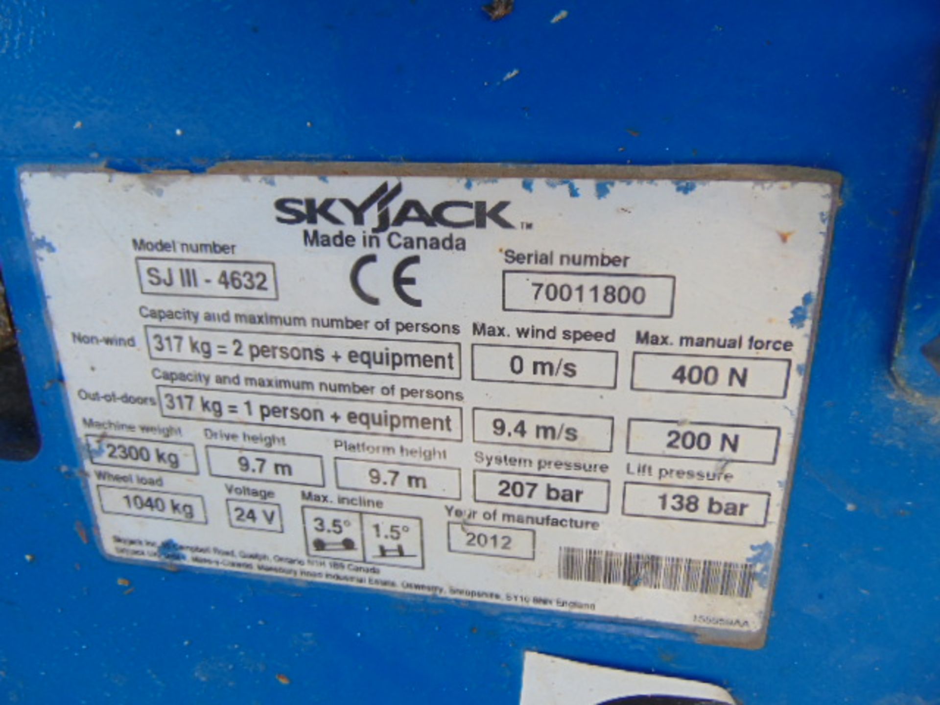 2012 SkyJack SJ4632 Electric Scissor Lift ONLY 265 HOURS! - Image 17 of 18
