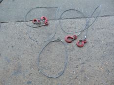 2 x 2m Wire Ropes with 1t & 3/4t Safety Hooks & a 1m Wire Rope with Looped Ends