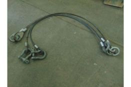 2 x AFV RECOVERY WIRE ROPE ASSEMBLIES WITH 2 x BOW SHACKLES