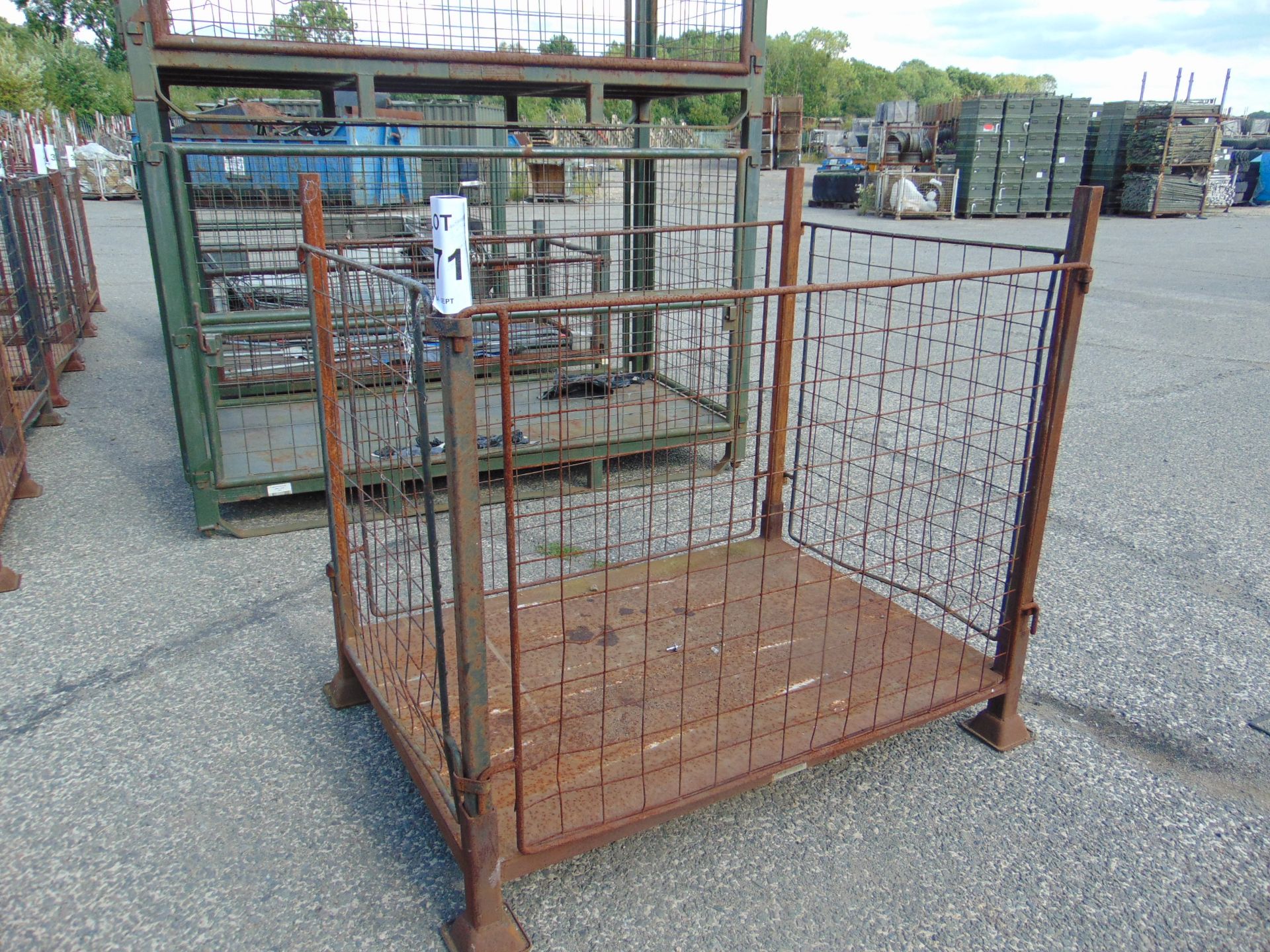 Steel Wire Sided Stacking MoD Post Pallet / Stillage as Shown