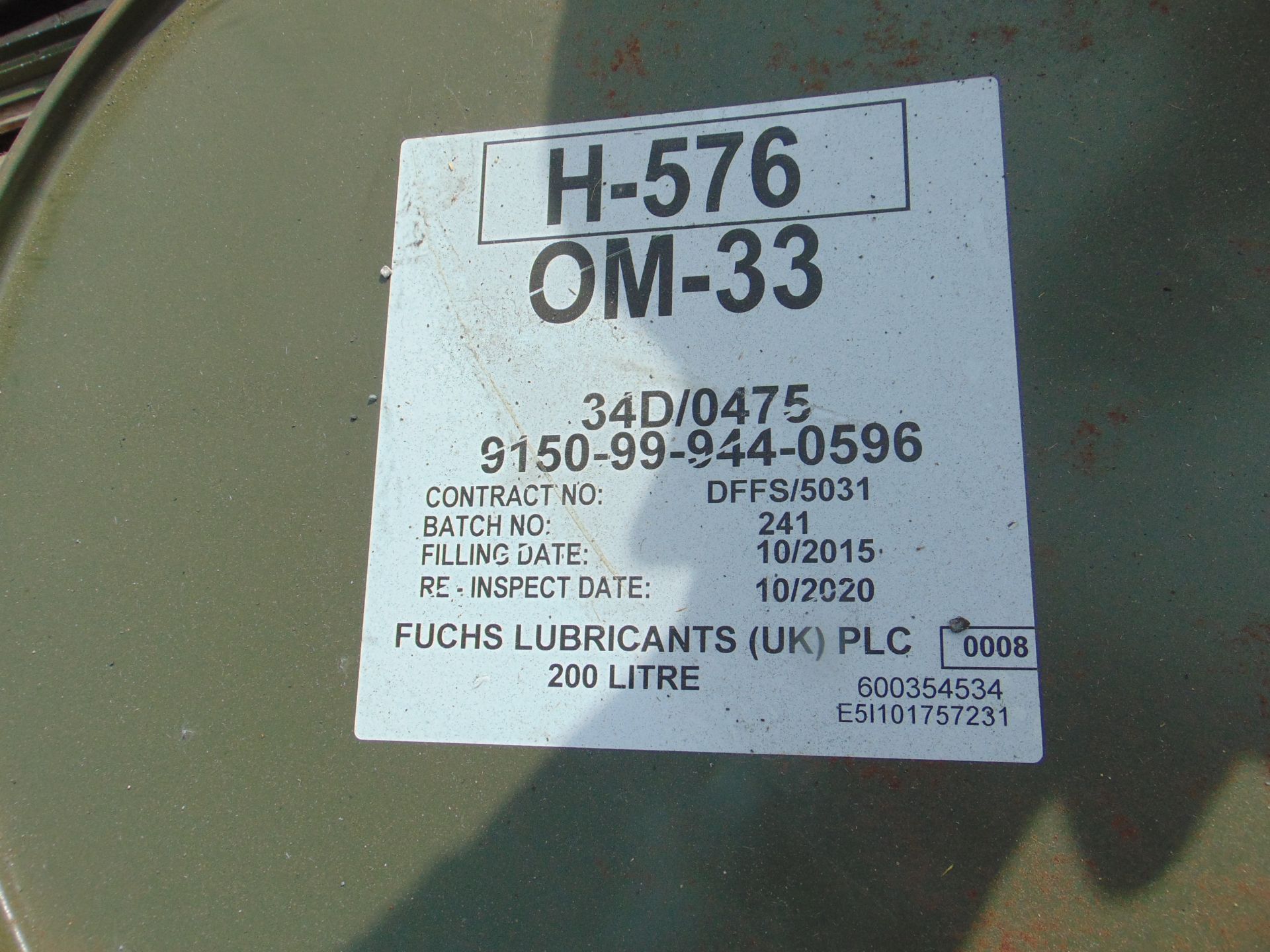 UNISSUED 200L BARREL OF OM33 HIGH PERFORMANCE GENERAL PURPOSE HYDRAULIC OIL - Image 5 of 5