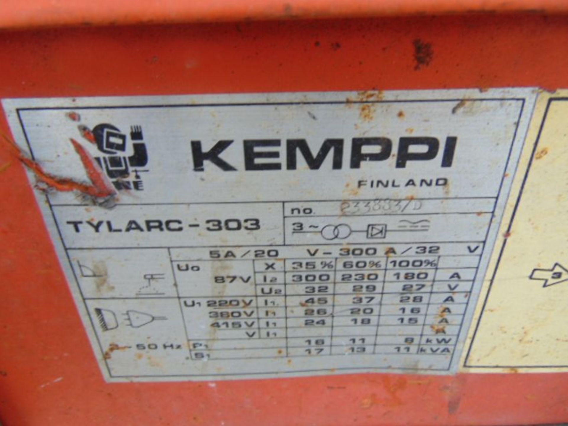 Kemmpi Tylarc 303, 300 AMP Mobile Arc Welder - Image 8 of 8