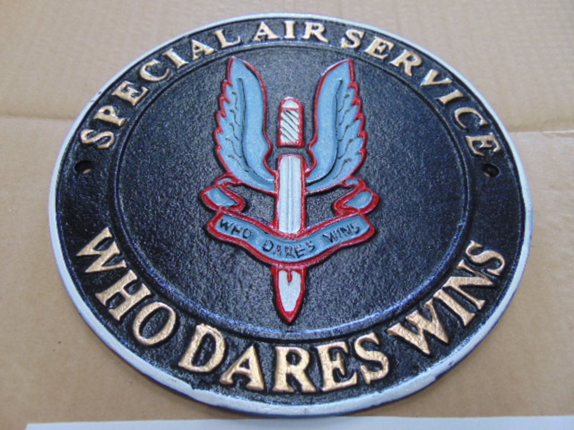 SAS CAST IRON 24 CMS DIA HAND PAINTED WALL PLAQUE - Image 3 of 5