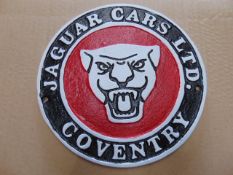 CAST IRON JAGUAR CARS WALL PLAQUE - 24 CMS