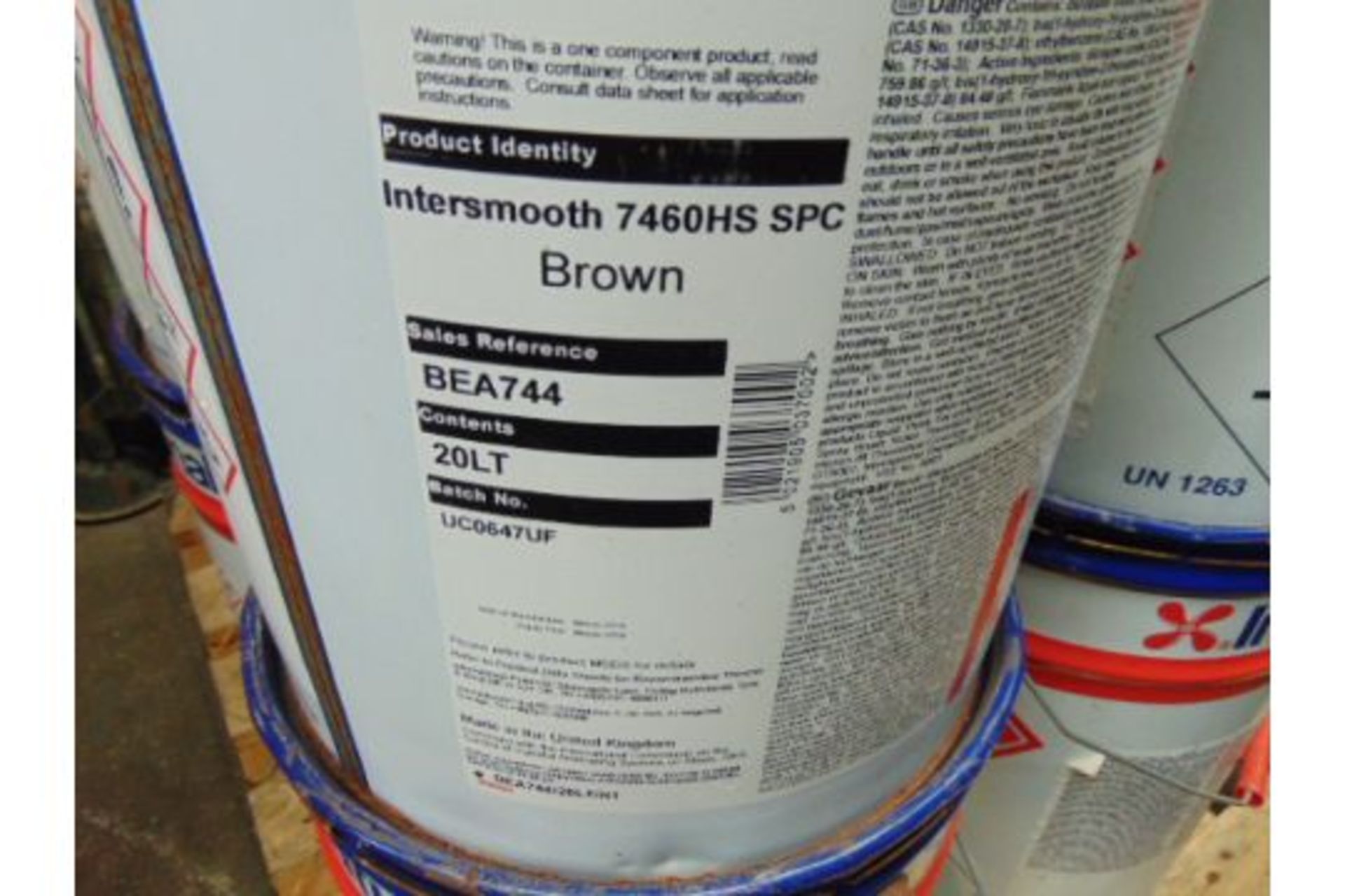 3X UNISSUED 2OL DRUMS of INTERNATIONAL INTERSMOOTH 7460HS ANTI FOULING PAINT BROWN MOD RESERVE STOCK - Image 2 of 2