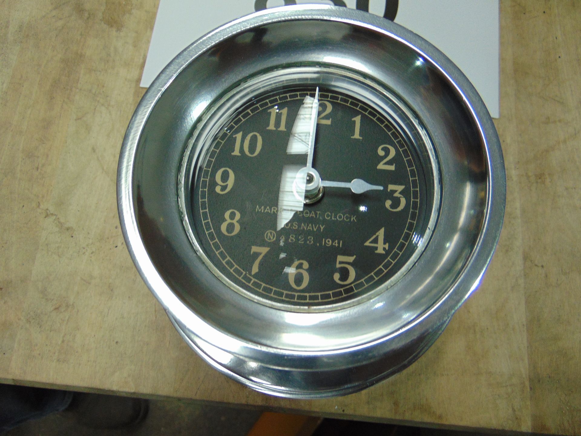 Beautiful Polished Aluminium WW2 MK1 Navy Boat Clock Repro as Shown - Image 2 of 3