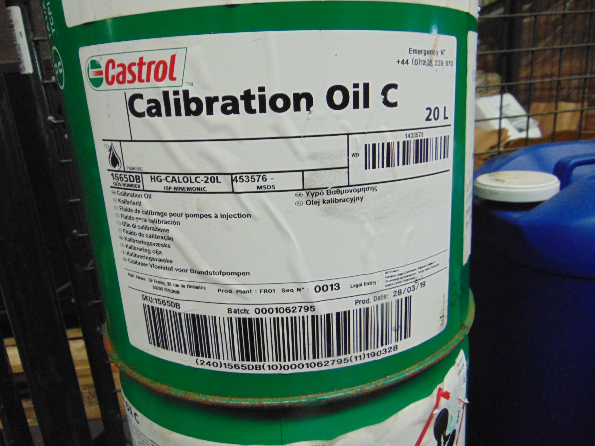 2X 20 LITRES DRUMS OF CASTROL CALIBRATION OIL C