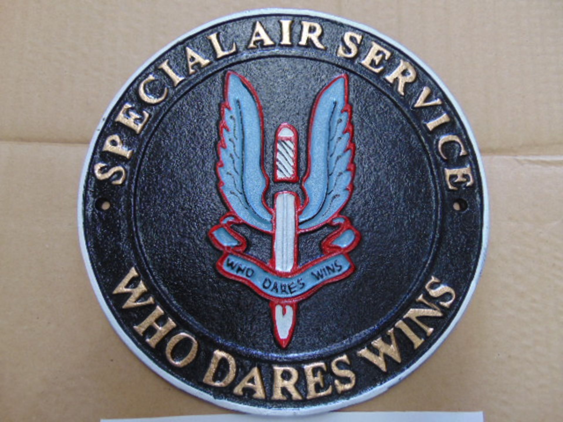 SAS CAST IRON 24 CMS DIA HAND PAINTED WALL PLAQUE - Image 2 of 5