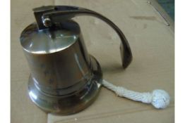 BRONZE SHIPS BELL WITH HANGER AND ROPE FOR WALL MOUNTING