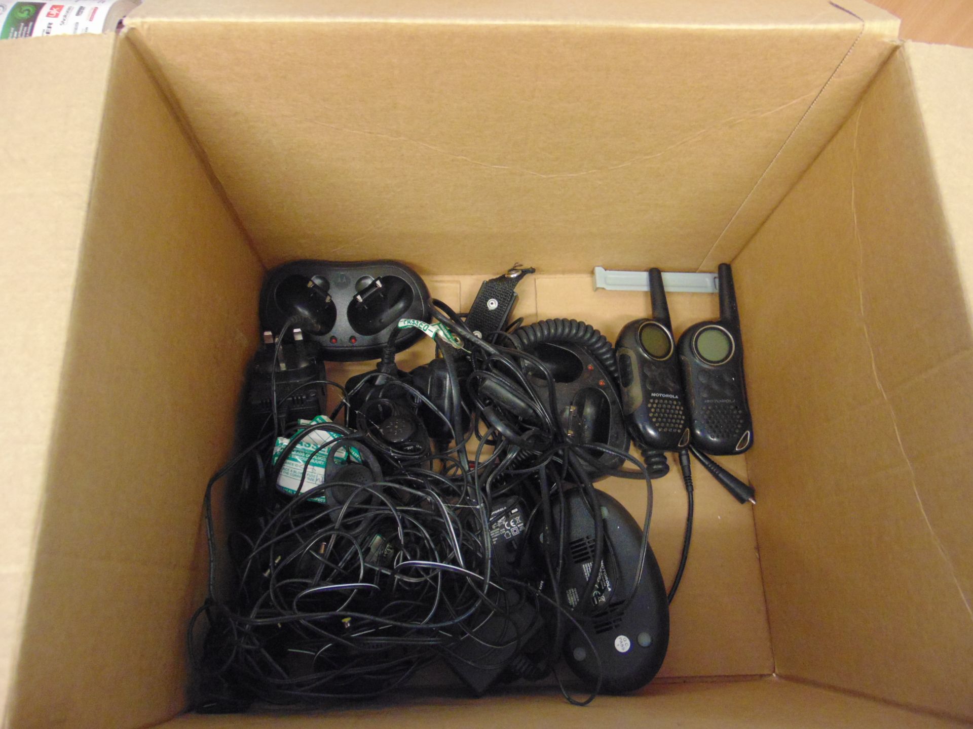 BOX OF MOTOROLA RADIOS, BATTERY CHARGES,. ETC - Image 2 of 3