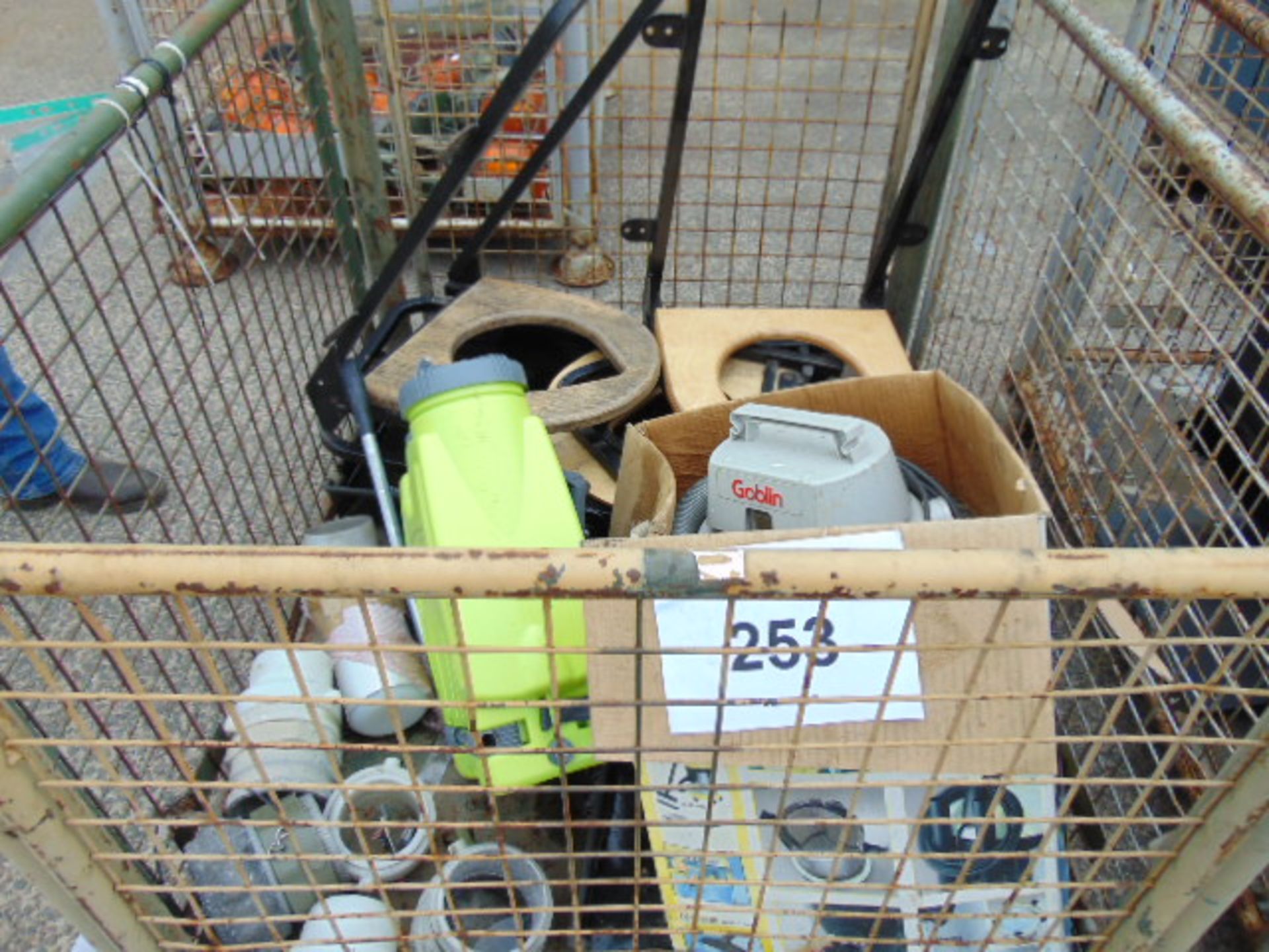 Stillage of Portable Camping Latrines, Knapsack Sprayer etc as shown