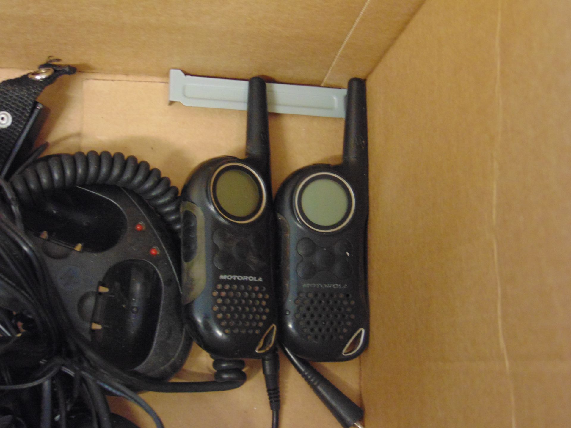 BOX OF MOTOROLA RADIOS, BATTERY CHARGES,. ETC - Image 3 of 3