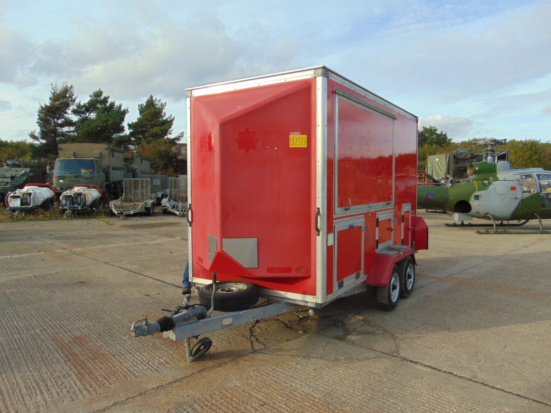 From UK Fire & Rescue Bingham 2 axle Show Trailer c/w spare wheel etc