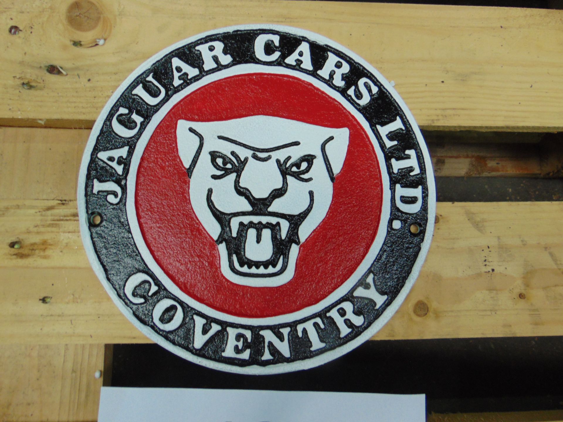 Jaquar Cars Coventry Hand Painted Cast Iron Wall Sign as Shown - Image 2 of 2
